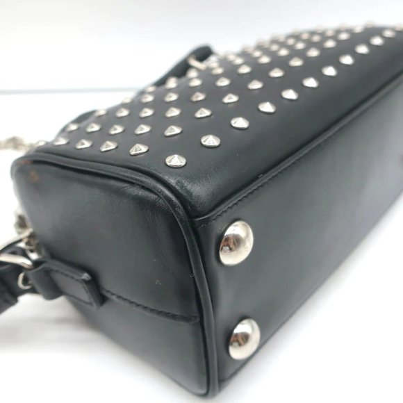 Saint Laurent Toy Duffle Black Studded Leather Chain Strap Crossbody Bag - Picture 9 of 12